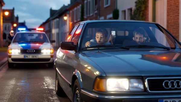 At the wheel of an Audi, a 12-year-old child refuses to stop for police