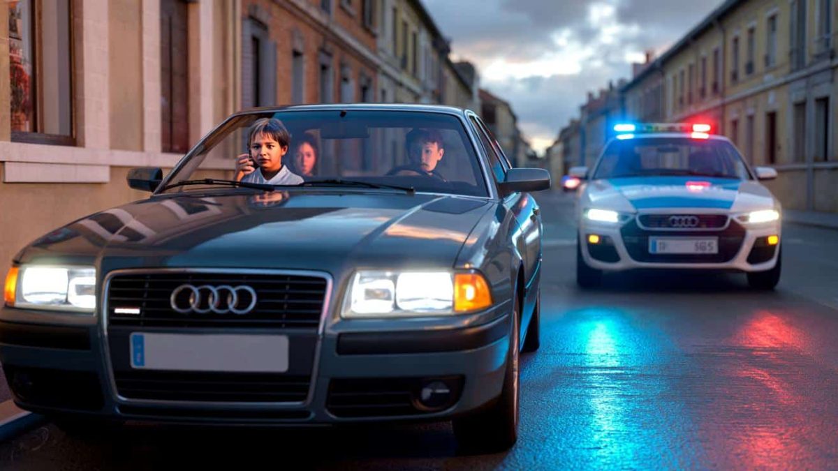 At the wheel of an Audi, a 12‑year‑old refuses to stop for police