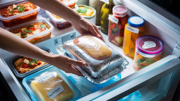 Can you freeze food in aluminium foil?