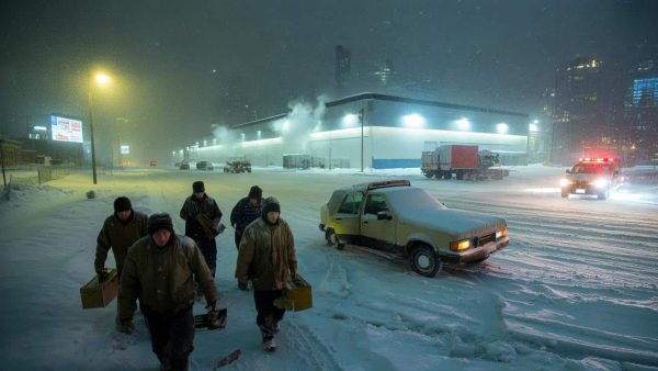 Heavy snow expected tonight as the state urges caution while big business tells low paid workers to gamble their lives to keep production going