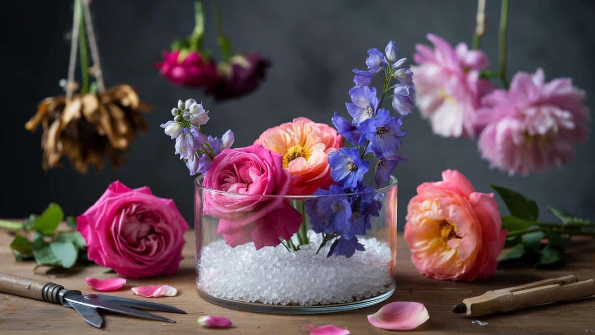How to dry flowers from your garden and keep their color vibrant for years using silica gel instead of the hanging method