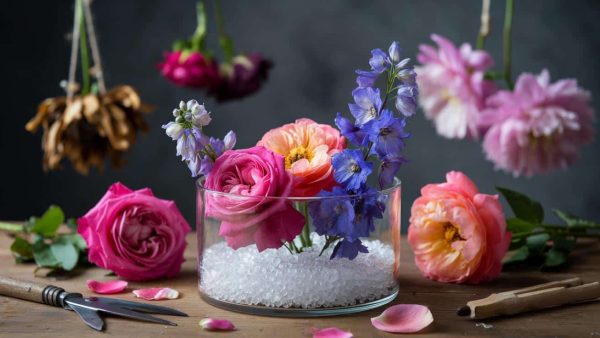 How to dry flowers from your garden and keep their color vibrant for years using silica gel instead of the hanging method