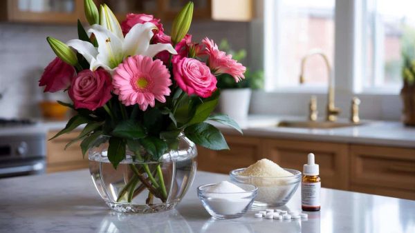 How to keep cut flowers alive for three weeks using a simple flower food recipe made from sugar aspirin and bleach