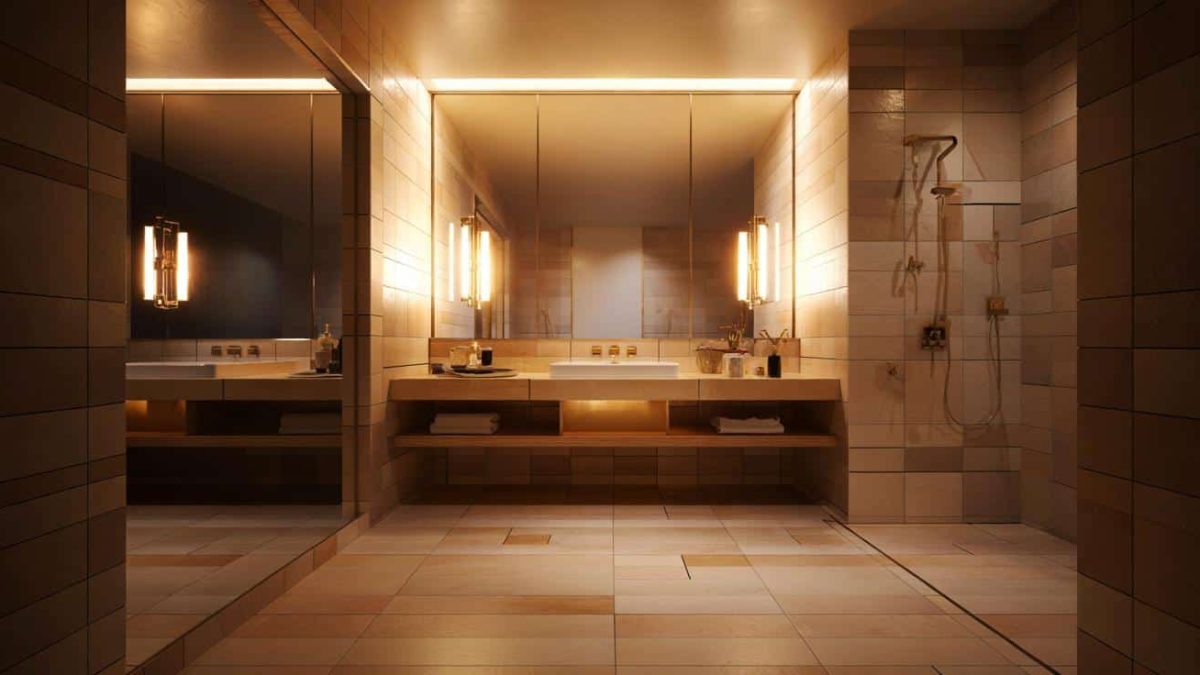 How to make a small bathroom feel luxurious using mirrors lighting placement and one large format tile instead of many small ones