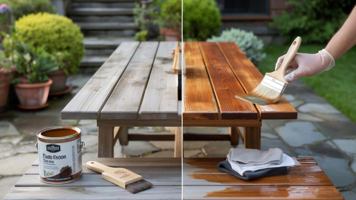 How to refresh tired garden furniture with wood stain before autumn rain sets in and protect it