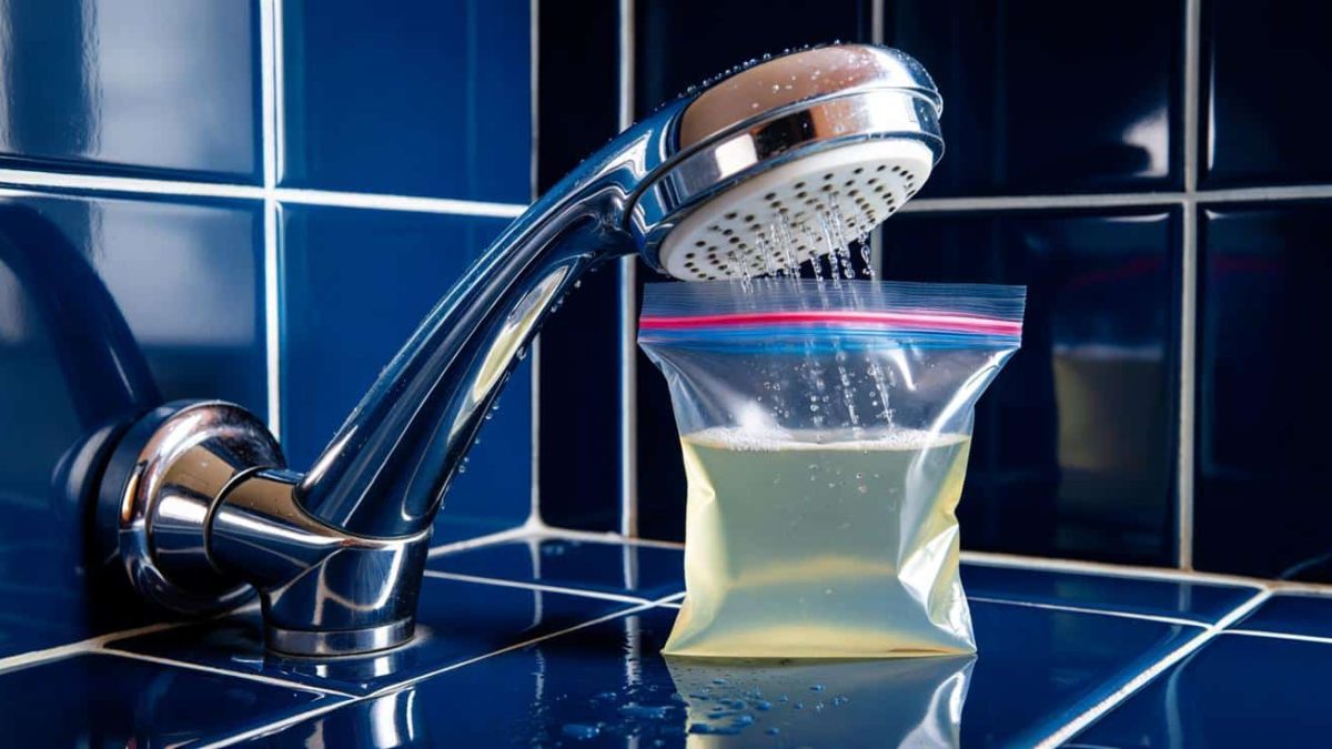 How to remove limescale from a shower head in 30 minutes using only a plastic bag and white vinegar from the supermarket