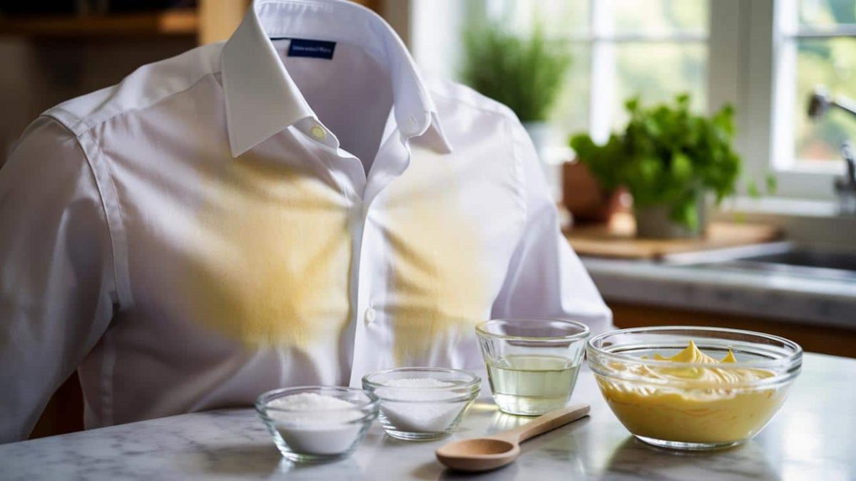 How to remove yellow armpit stains from white shirts permanently using a paste you can make with three pantry ingredients