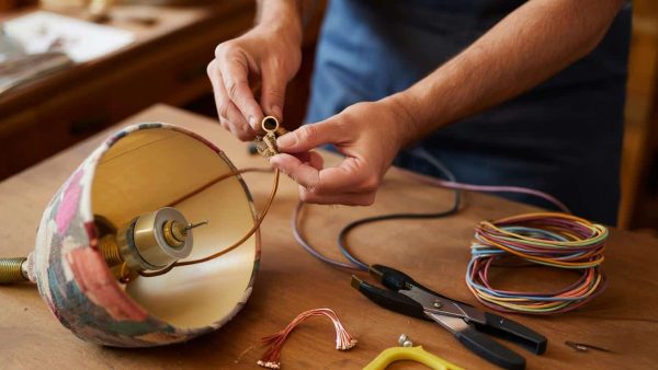 How to rewire a basic lamp shade at home safely without any electrical training using a kit that costs less than ten euros