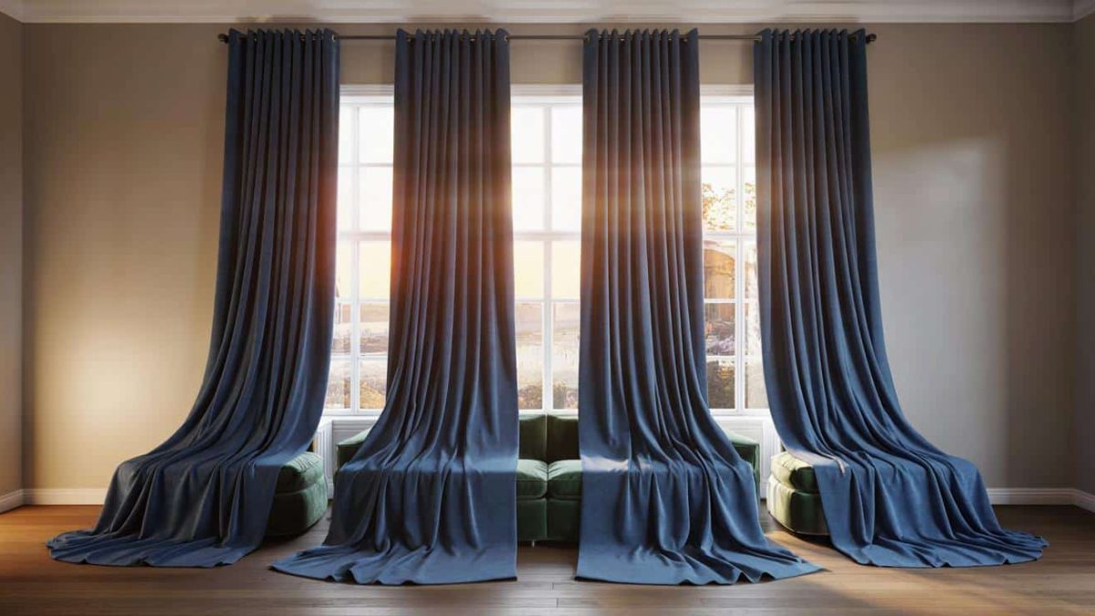 How to style curtains to make ceiling height look dramatically taller by hanging the rod ten centimeters above the window frame