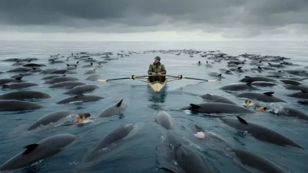 Lone Rower Surrounded by Thousands of Whales in Astonishing Ocean Encounter