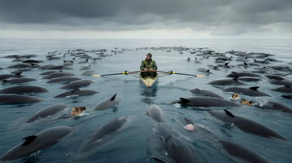 Lone Rower Surrounded by Thousands of Whales in Astonishing Ocean Encounter