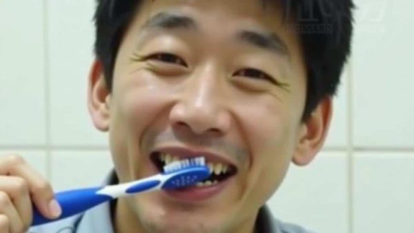 In Japan, a 50-year-old man ended up in hospital after brushing his teeth
