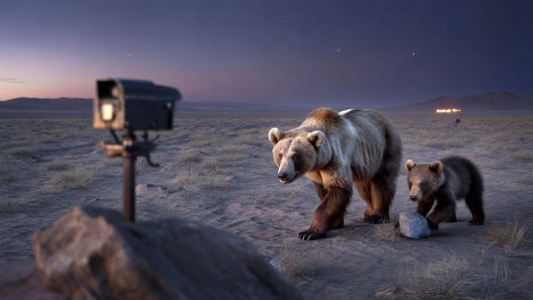In Mongolia, automatic cameras film “the world’s rarest bear” alongside her cub