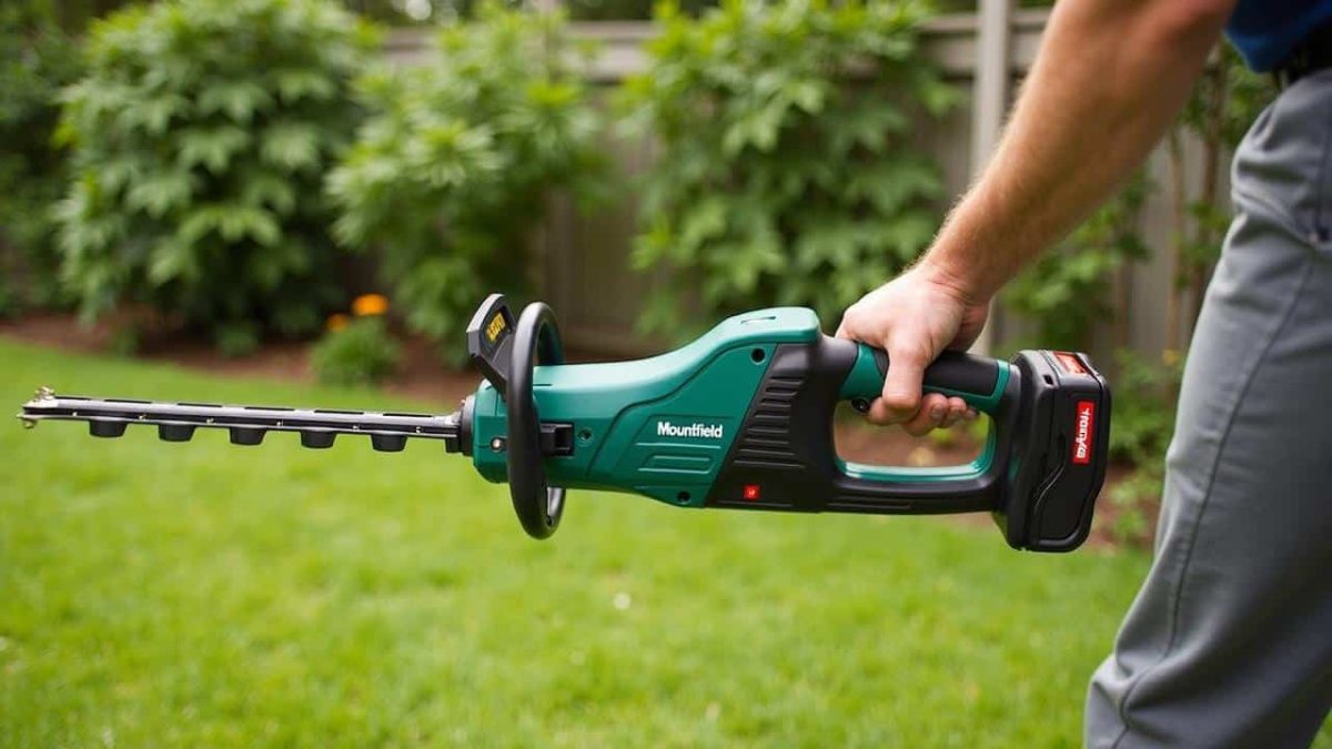 Lawn burried under leaves: this cordless Mountfield tool with batteries included saves your back