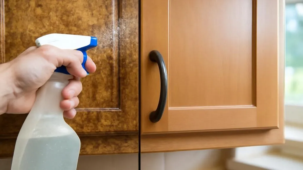 The Forgotten Kitchen Liquid That Turns Grimy Cabinets Smooth, Clean and Shiny With Almost No Effort
