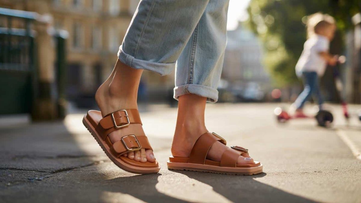 M&S Leather Buckle Flat Sliders for comfortable everyday sandals