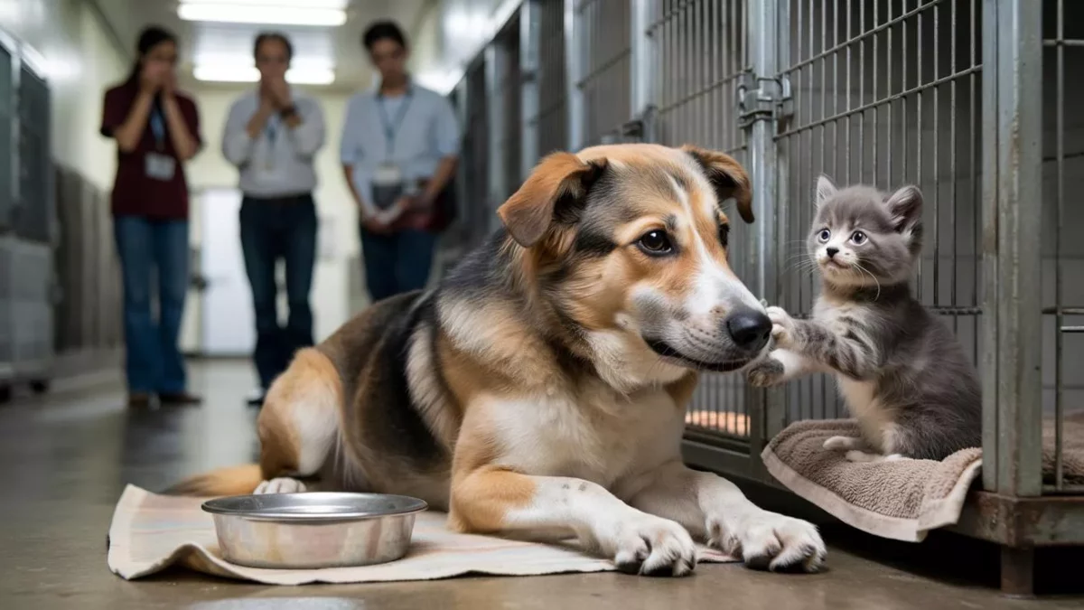 Abandoned Dog’s Heartbreaking Devotion to Rescued Kitten Leaves Shelter Volunteers in Tears