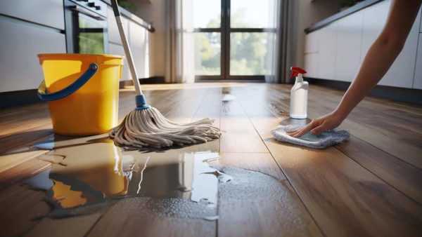 Stop using excess water for cleaning floors, specialists say it can leave damaging residue