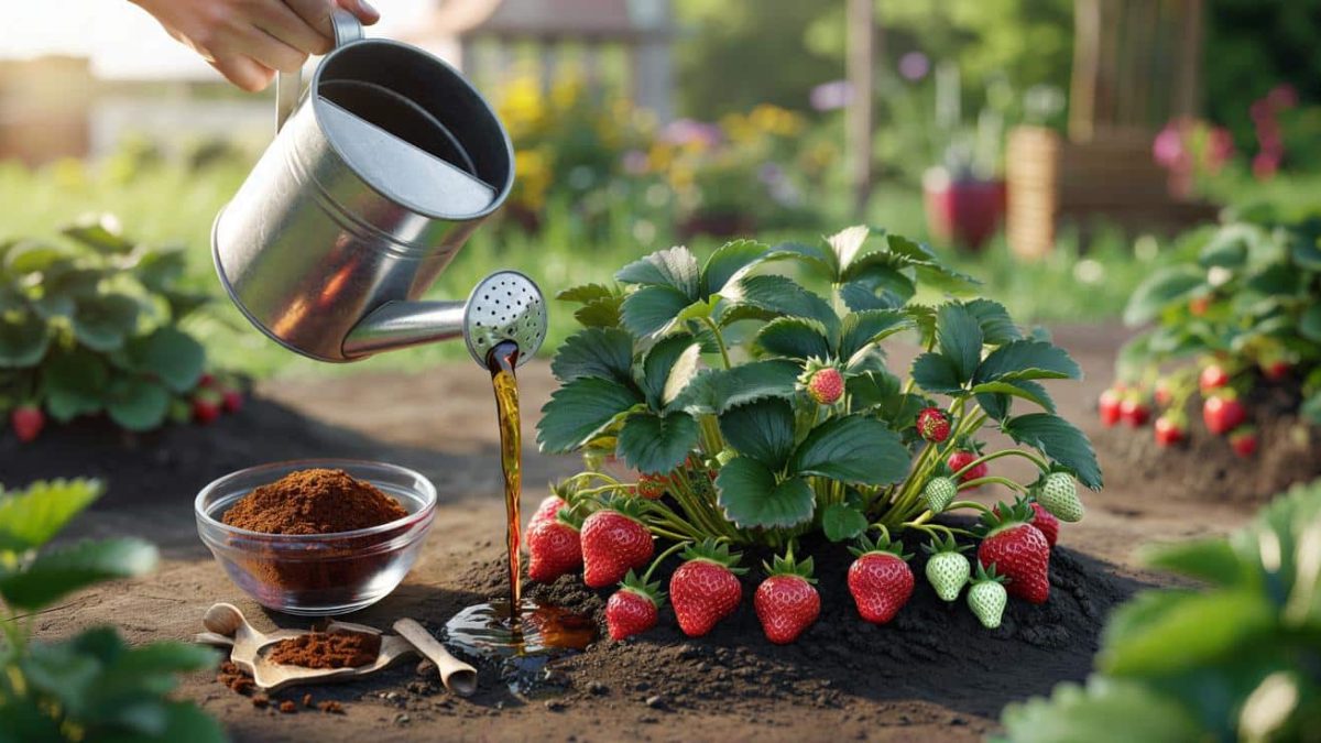 Straweberry plants will produce bigger fruit if you water them in spring with this kitchen ingredient