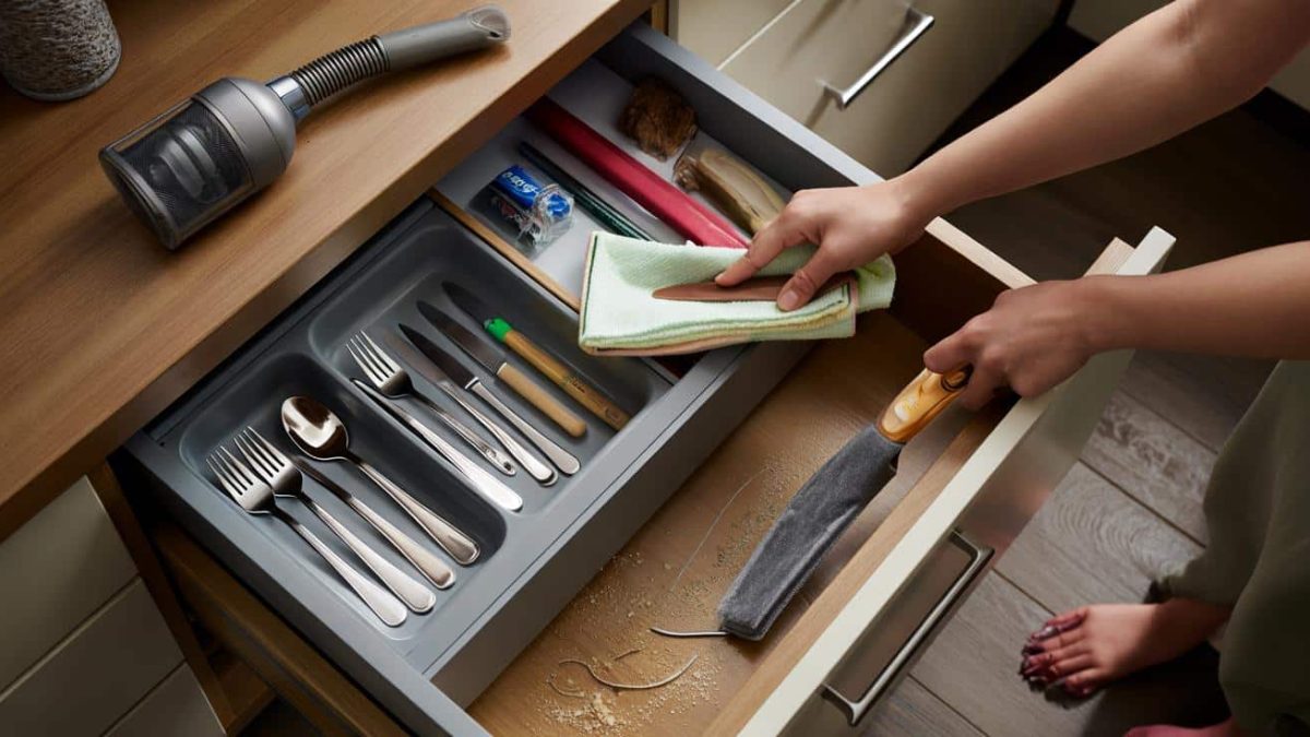 The best way to clean inside drawers without emptying everything