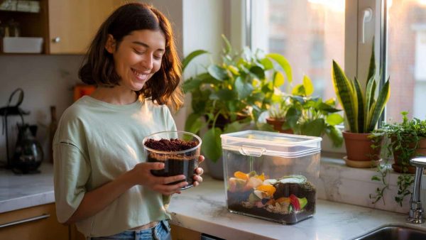 The composting method for people with no outdoor space that turns kitchen scraps into rich plant food inside a small apartment