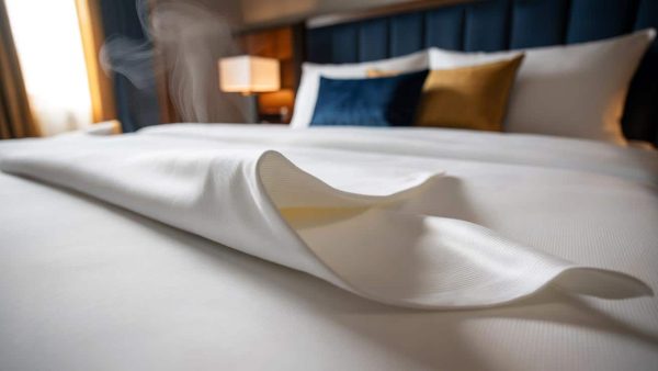 The exact thread count and weave type that hotel linen buyers choose to get sheets that stay cool smooth and soft after years of washing