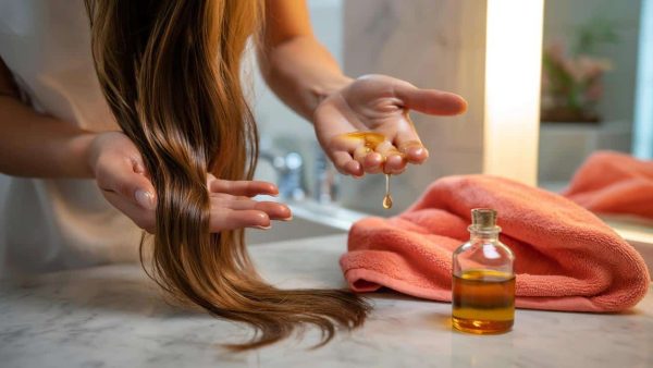 The split end treatment you can do at home using argan oil and a microfiber towel that visibly smooths hair within one use