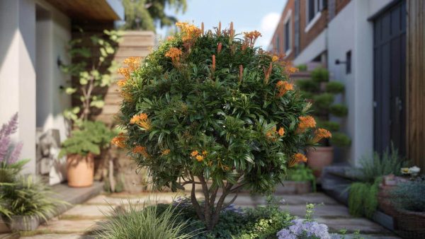 This compact evergreen shrub with orange flowers from May to autumn will save your small garden
