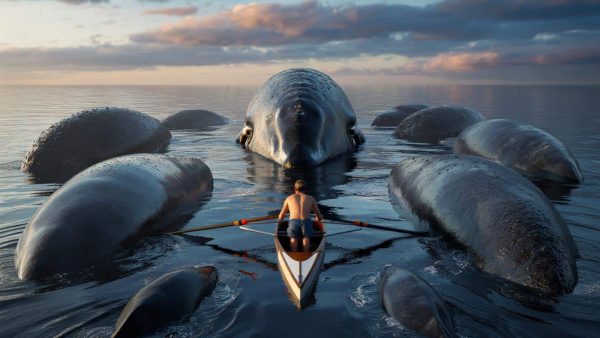 Lone Rower’s Harrowing Encounter with Colossal Whale Herd: A Brush with Majesty or Mortal Peril?