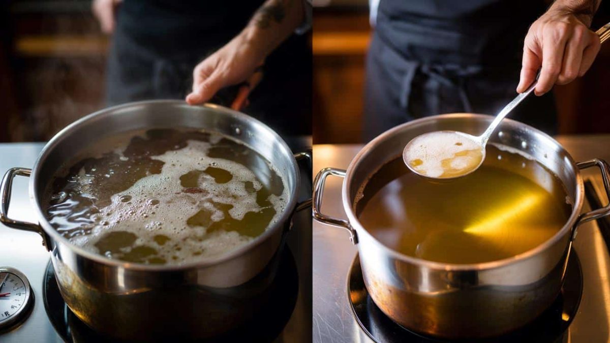 Why your homemade stock always turns cloudy and the skimming temperature technique that produces a perfectly clear golden broth