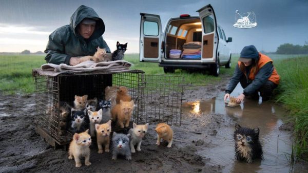 Shocking Discovery: 15 Freezing Kittens Rescued from Abandoned Cage in the Storm