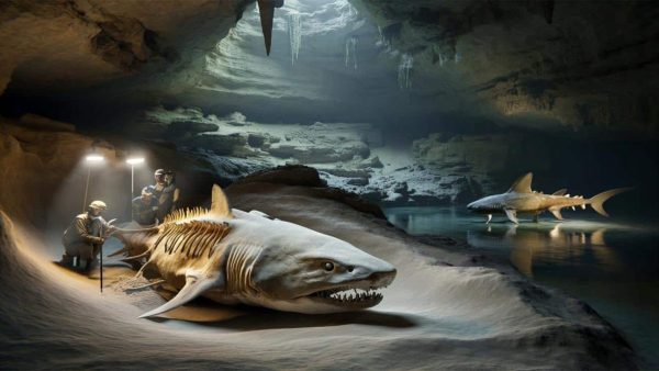 Shocking Discovery: Divers Uncover Colossal Prehistoric Shark Fossils in Mysterious Mega-Cave